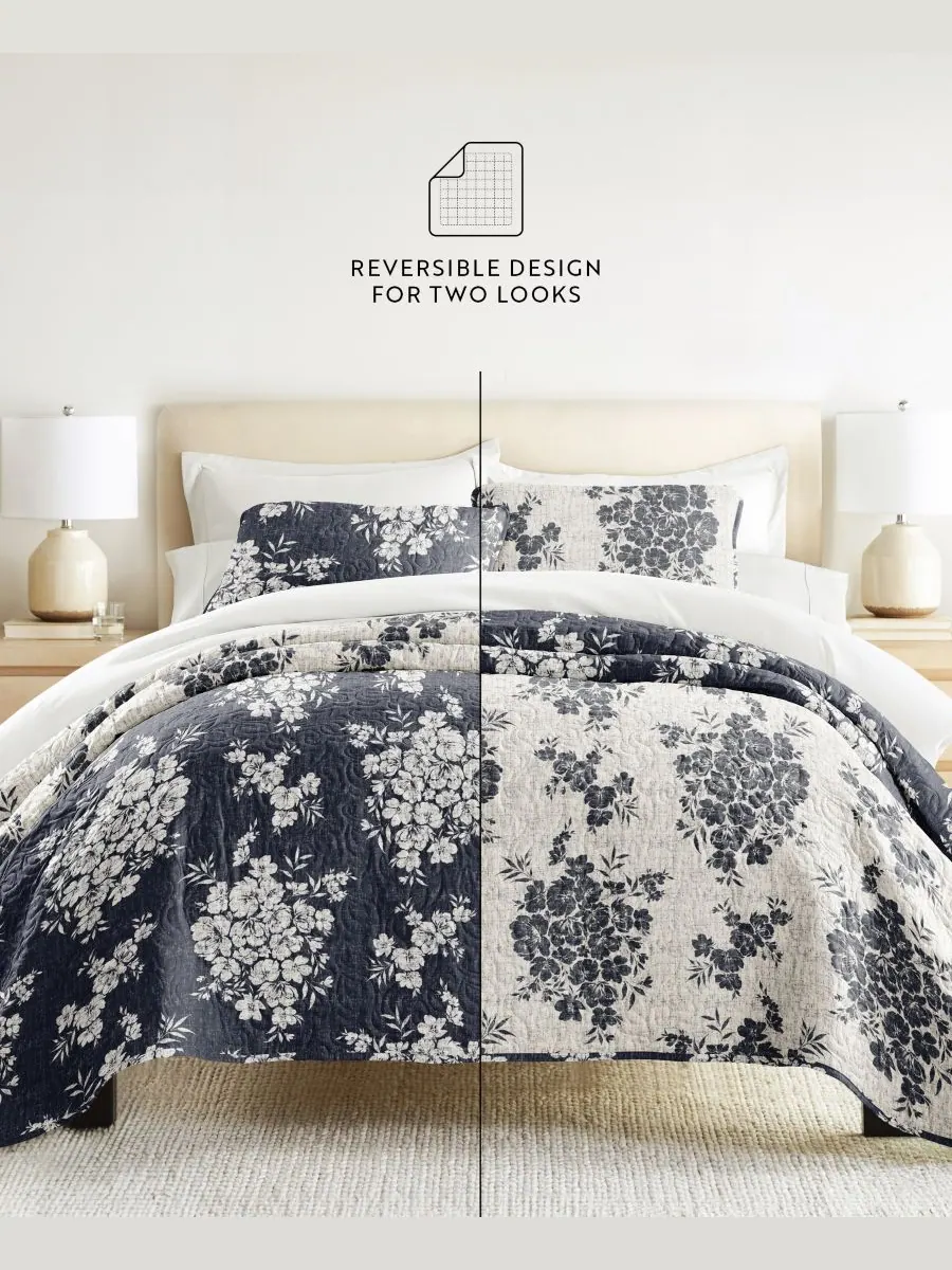 Двусторонний комплект постельного белья Distressed Bouquet из 3 предметов, размер Full/Queen ienjoy — изображение 3 из 10
