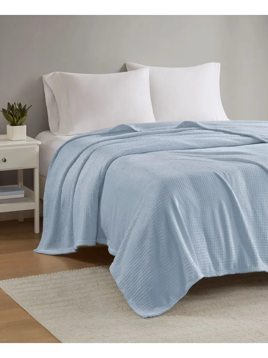 Плед с вафельной текстурой, King Premier Comfort — изображение 2 из 4, светлый синий