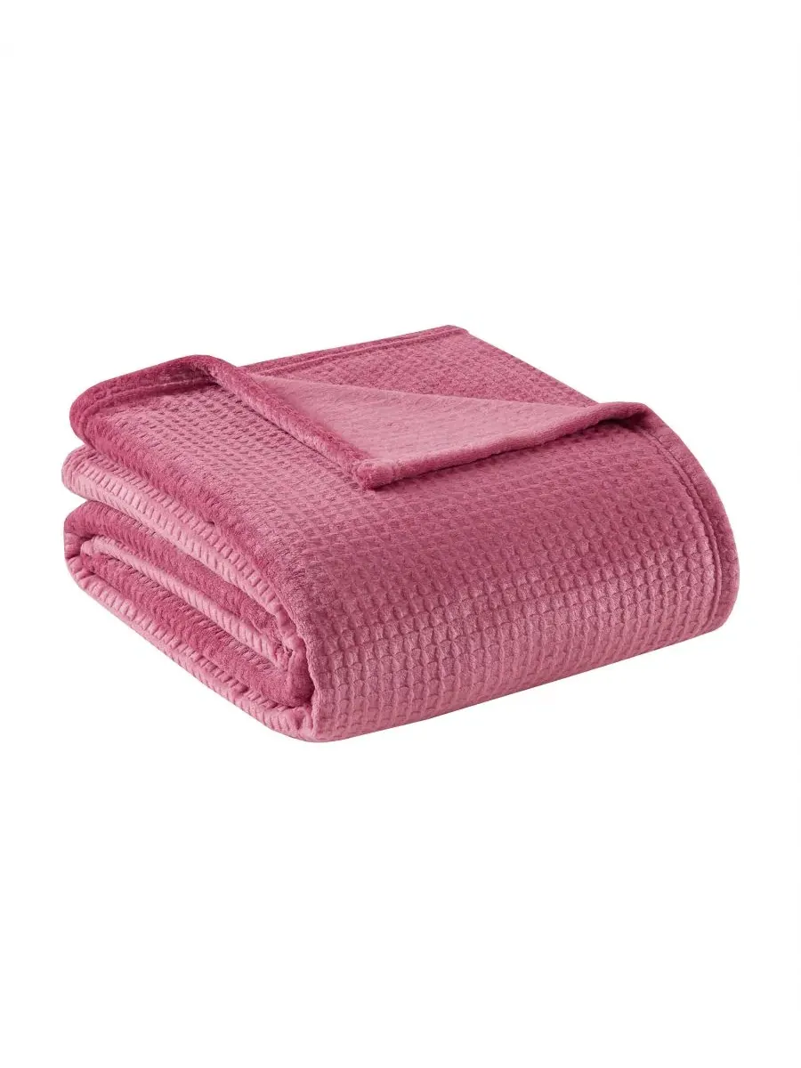 Плед плюшевый вафельный, King Premier Comfort — розовый