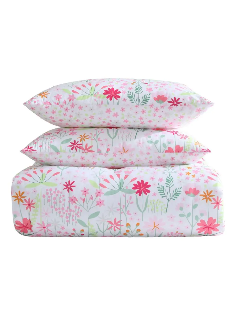 Комплект постельного белья Sunshine Flowers из микрофибры, 4 предмета, размер Full/Queen Laura — изображение 7 из 9, зеленый