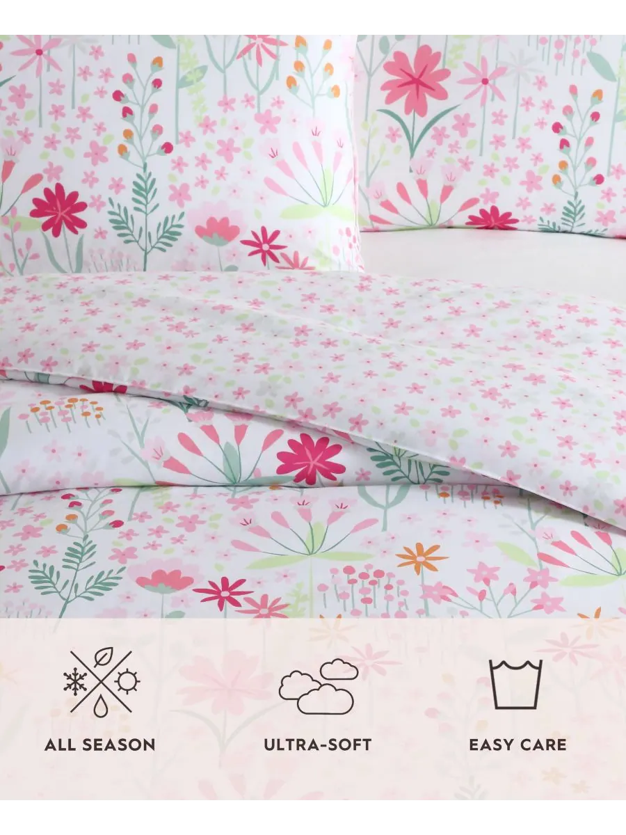 Комплект постельного белья Sunshine Flowers из микрофибры, 4 предмета, размер Full/Queen Laura — изображение 9 из 9, зеленый