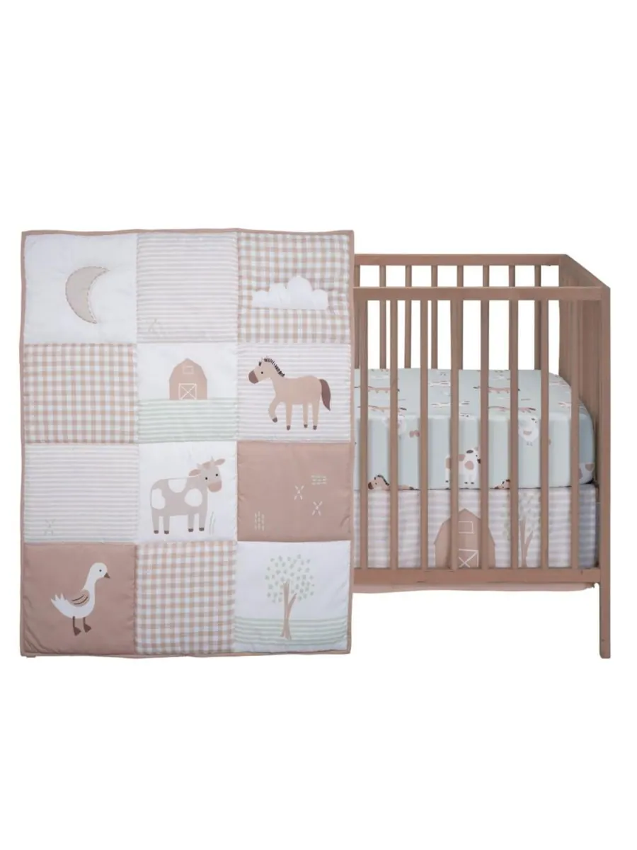 Комплект постельного белья для детской кроватки Baby Farmyard Friends из 3 предметов Bedtime — бежевый