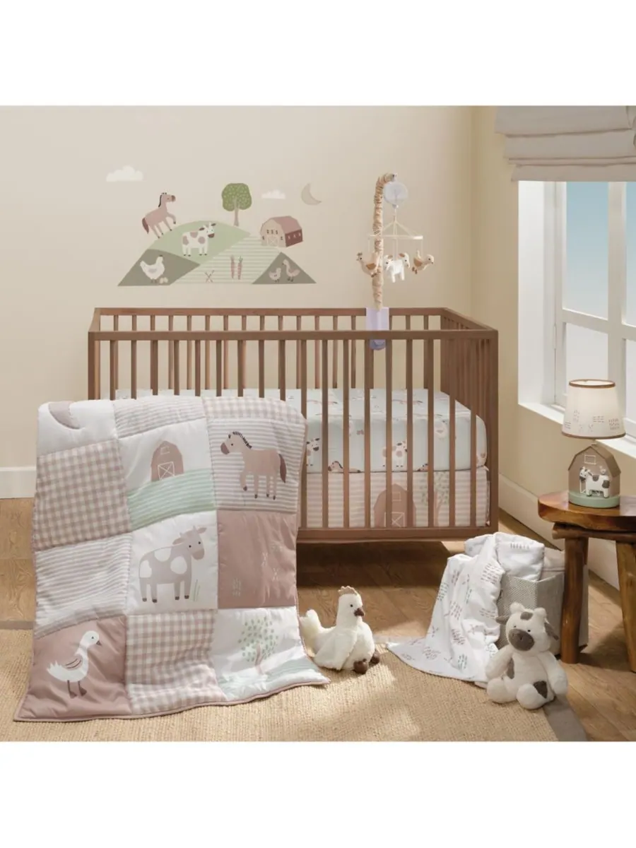 Комплект постельного белья для детской кроватки Baby Farmyard Friends из 3 предметов Bedtime — изображение 3 из 10, бежевый