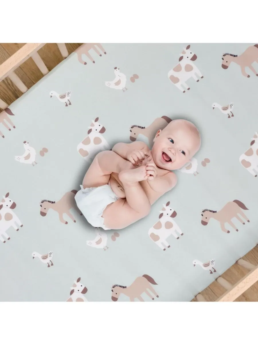 Комплект постельного белья для детской кроватки Baby Farmyard Friends из 3 предметов Bedtime — изображение 4 из 10, бежевый