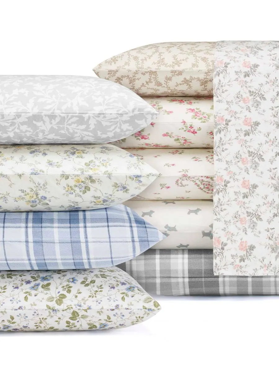 Комплект постельного белья из хлопковой фланели, 4 предмета, размер Queen Laura Ashley — изображение 3 из 3, серый