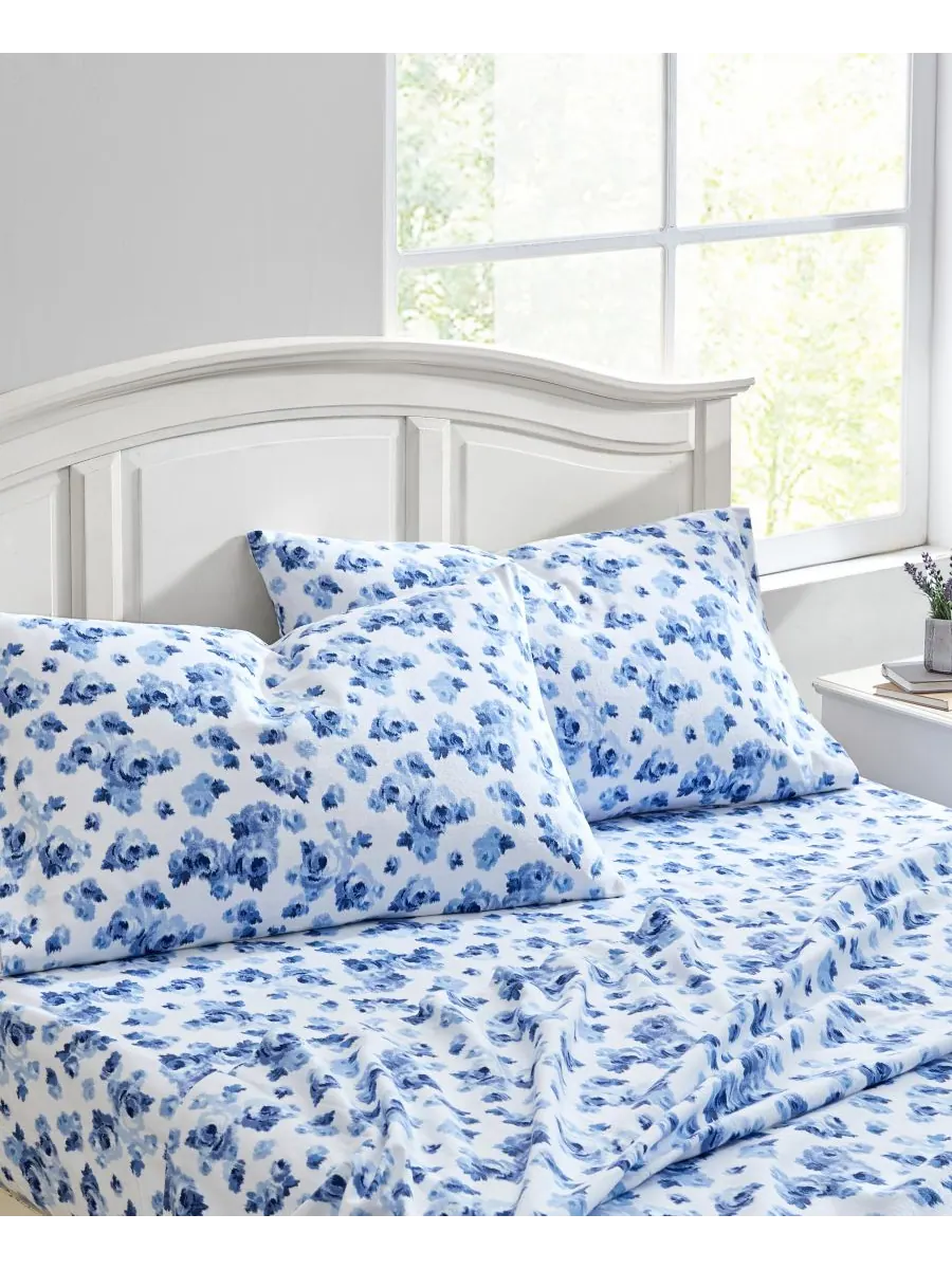 Комплект постельного белья из хлопковой фланели, 4 предмета, размер Queen Laura Ashley, цвет emelia — изображение 2 из 5