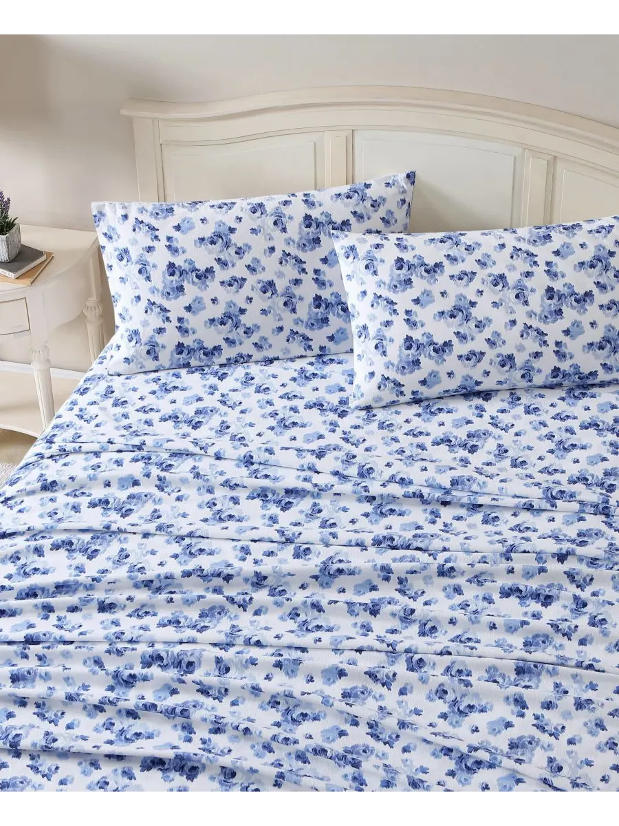 Комплект постельного белья из хлопковой фланели, 4 предмета, размер Queen Laura Ashley, цвет emelia — изображение 4 из 5