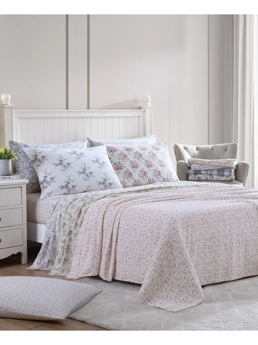 Комплект постельного белья из хлопковой фланели, 4 предмета, размер Queen Laura Ashley, цвет jessika — изображение 3 из 5