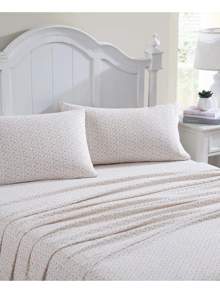 Комплект постельного белья из хлопковой фланели, 4 предмета, размер Queen Laura Ashley, цвет evie