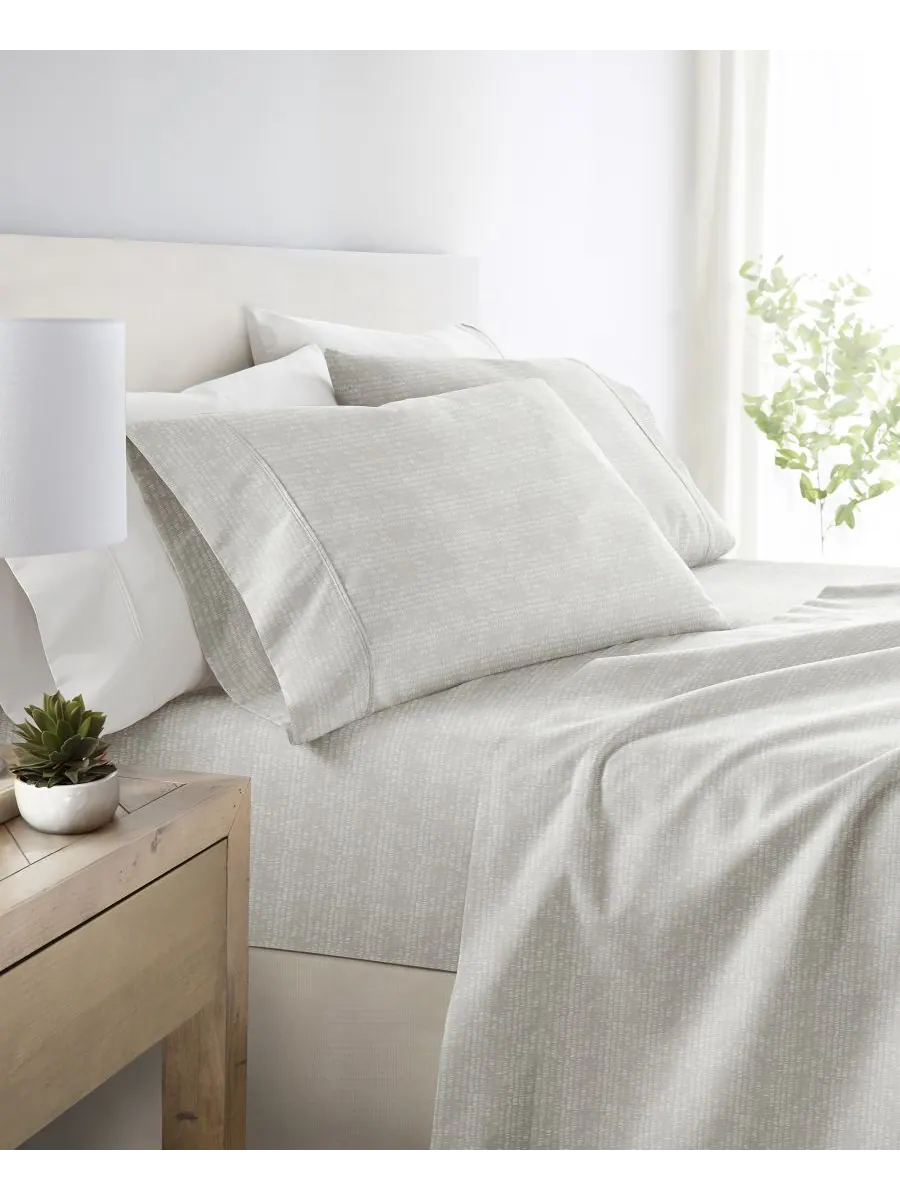 Комплект постельного белья Soft Lines из 4 предметов, размер King ienjoy Home — изображение 4 из 4, светлый серый