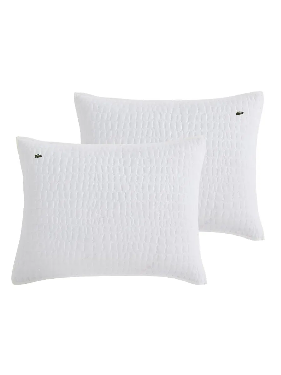 Комплект стеганого покрывала Croc Scale Cotton из 2 предметов, Twin Lacoste Home — изображение 7 из 7, белый