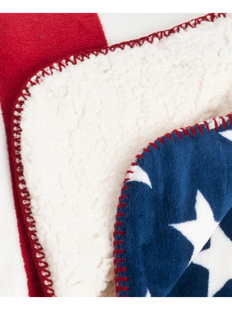 Плед из искусственного меха с изображением американского флага, 50 x 60 дюймов Saro Lifestyle — изображение 2 из 3, мульти