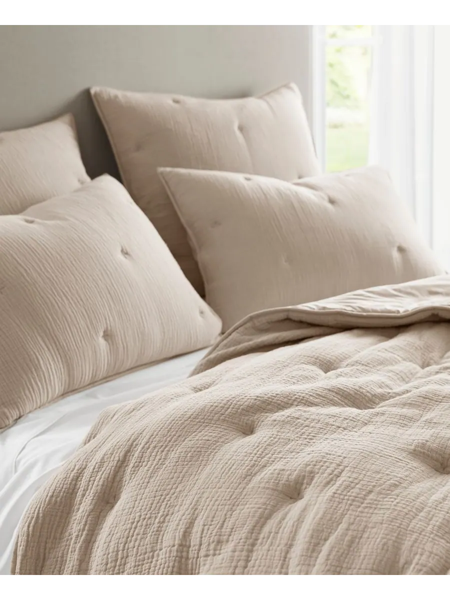 Комплект постельного белья Breeze Cotton с вышивкой, 3 предмета, размер King Harbor House — изображение 10 из 10, тауп