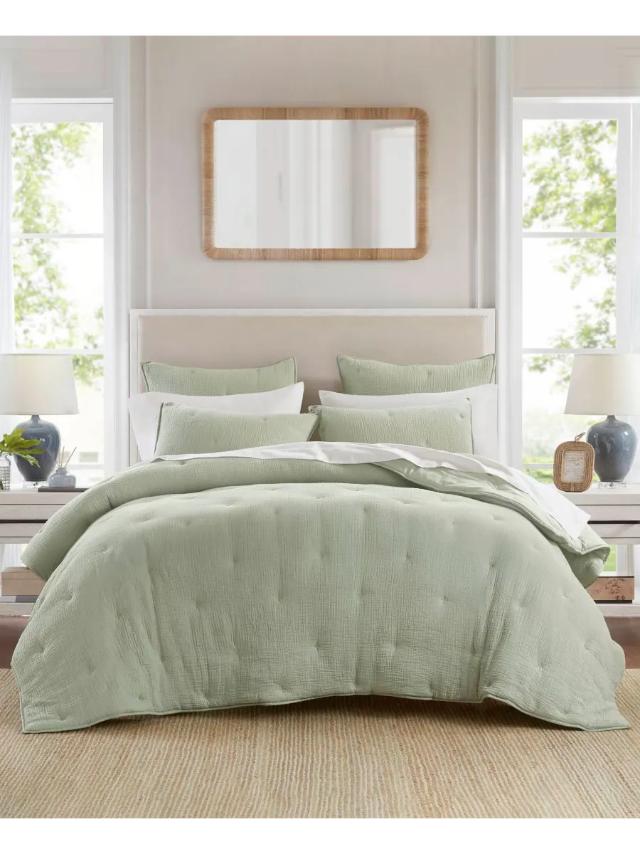 Комплект постельного белья Breeze Cotton с вышивкой, 3 предмета, размер King Harbor House — изображение 1 из 10, шалфейный