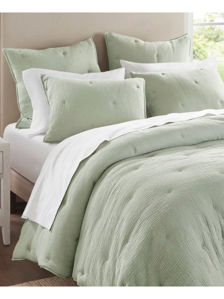 Комплект постельного белья Breeze Cotton с вышивкой, 3 предмета, размер King Harbor House — изображение 2 из 10, шалфейный