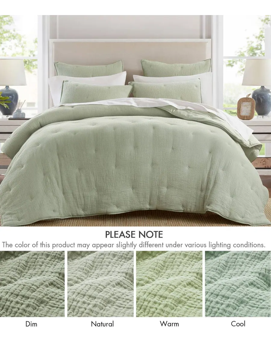 Комплект постельного белья Breeze Cotton с вышивкой, 3 предмета, размер King Harbor House — изображение 10 из 10, шалфейный
