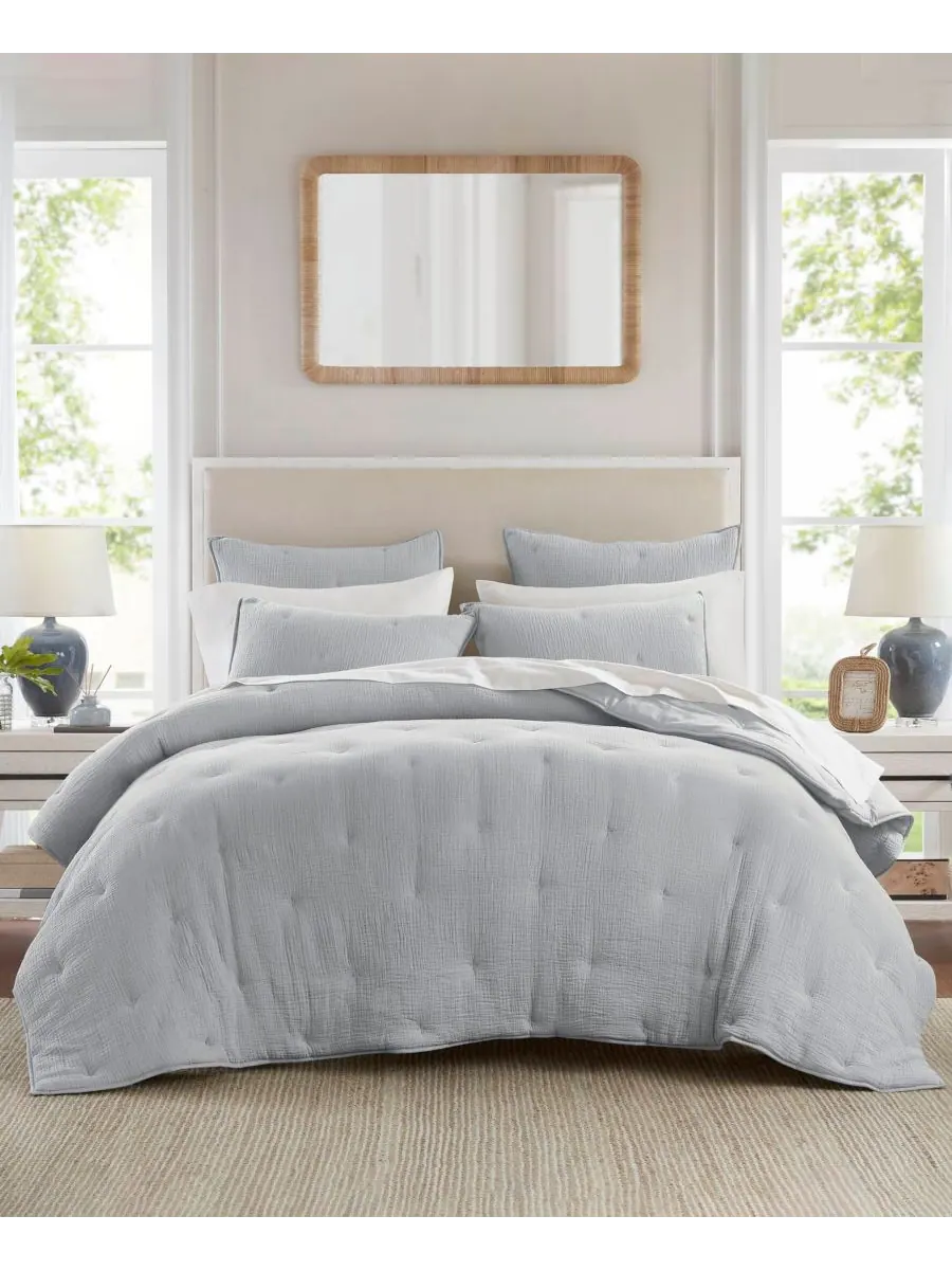 Комплект постельного белья Breeze Cotton с вышивкой, 3 предмета, размер King Harbor House — изображение 1 из 10, синий