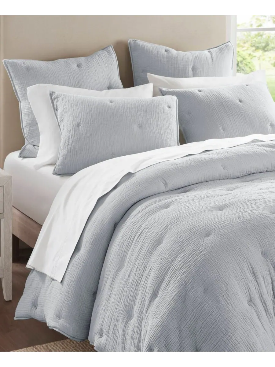 Комплект постельного белья Breeze Cotton с вышивкой, 3 предмета, размер King Harbor House — изображение 2 из 10, синий