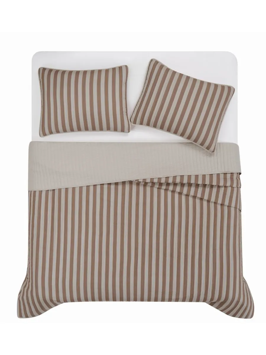 Комплект постельного белья Weston Stripe из 3 предметов, размер Full/Queen Truly Soft — изображение 2 из 4, коричневый