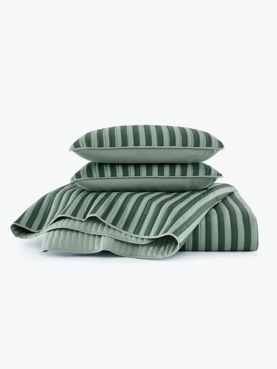 Комплект постельного белья Weston Stripe из 3 предметов, размер Full/Queen Truly Soft — изображение 4 из 4, зеленый