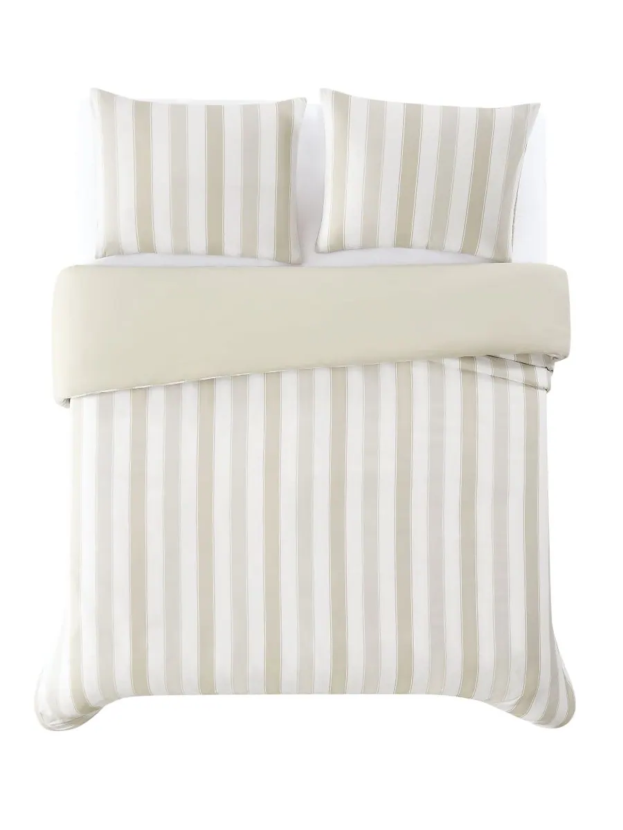 Комплект постельного белья aiden stripe из 3 предметов, размер king. Truly Soft — изображение 4 из 5, бежевый/белый