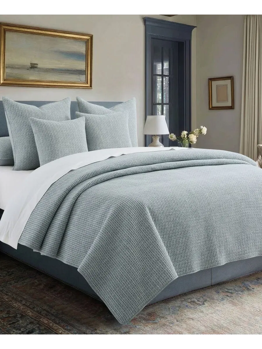 Комплект стеганого одеяла Pick-Stitch Artisan Textured Levtex Home — изображение 2 из 4, шамбре