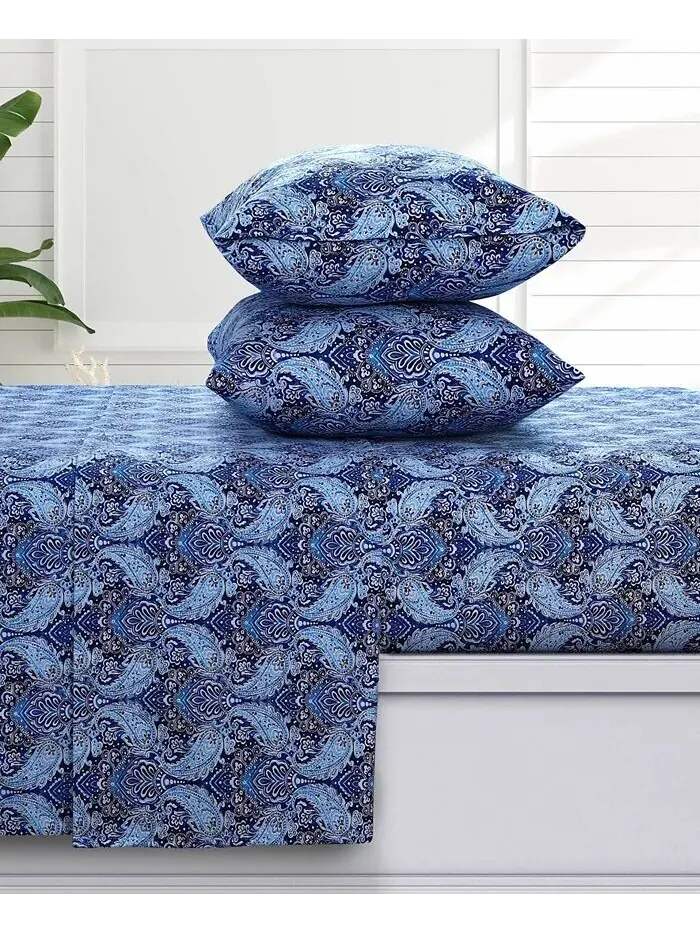 Комплект фланелевых простыней Sofi Paisley с очень глубокими карманами Azores Home — синий
