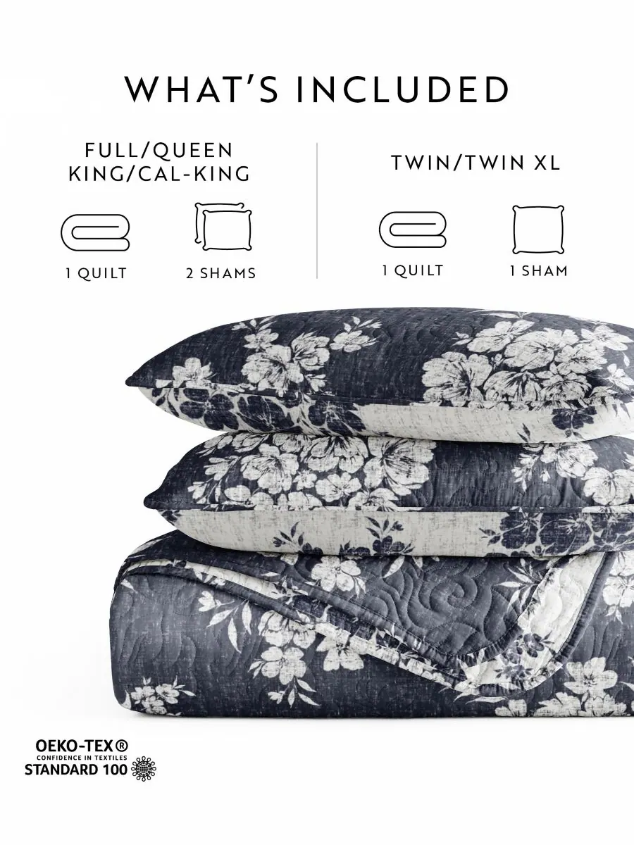 Двусторонний комплект постельного белья Distressed Bouquet из 3 предметов, размер King/California — изображение 7 из 10