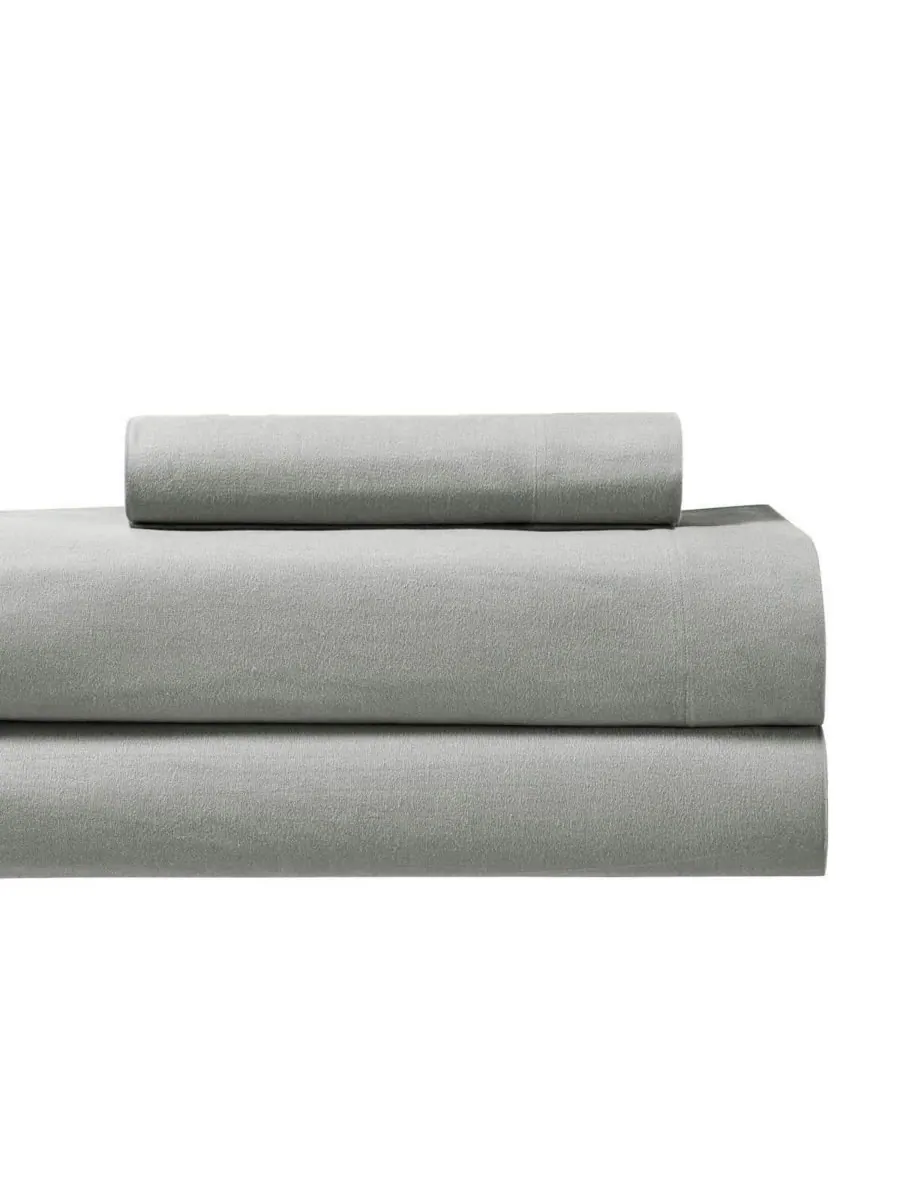 Комплект из 3 предметов: простыни из плотной фланели, размер Twin XL Egyptian Linens — изображение 1 из 2, серый