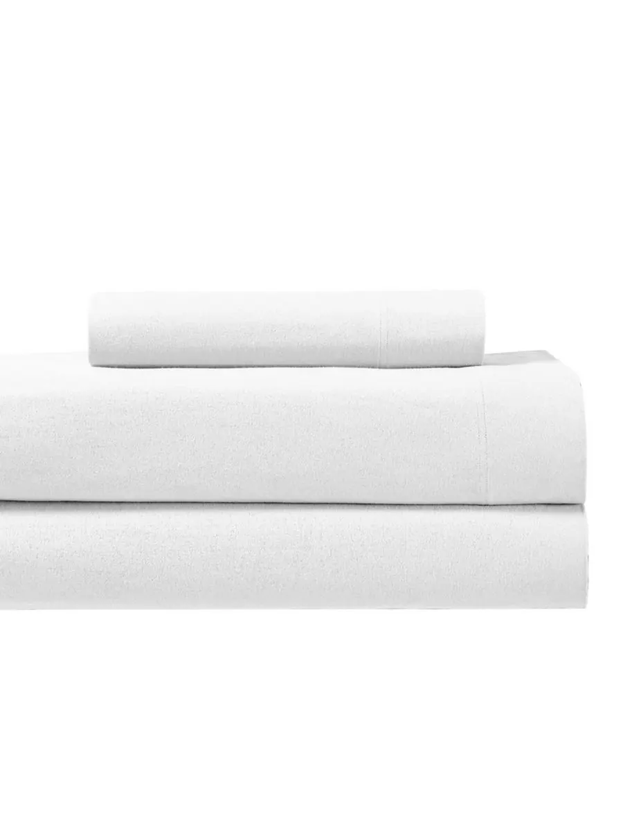 Комплект из 3 предметов: простыни из плотной фланели, размер Twin XL Egyptian Linens — изображение 1 из 5, белый
