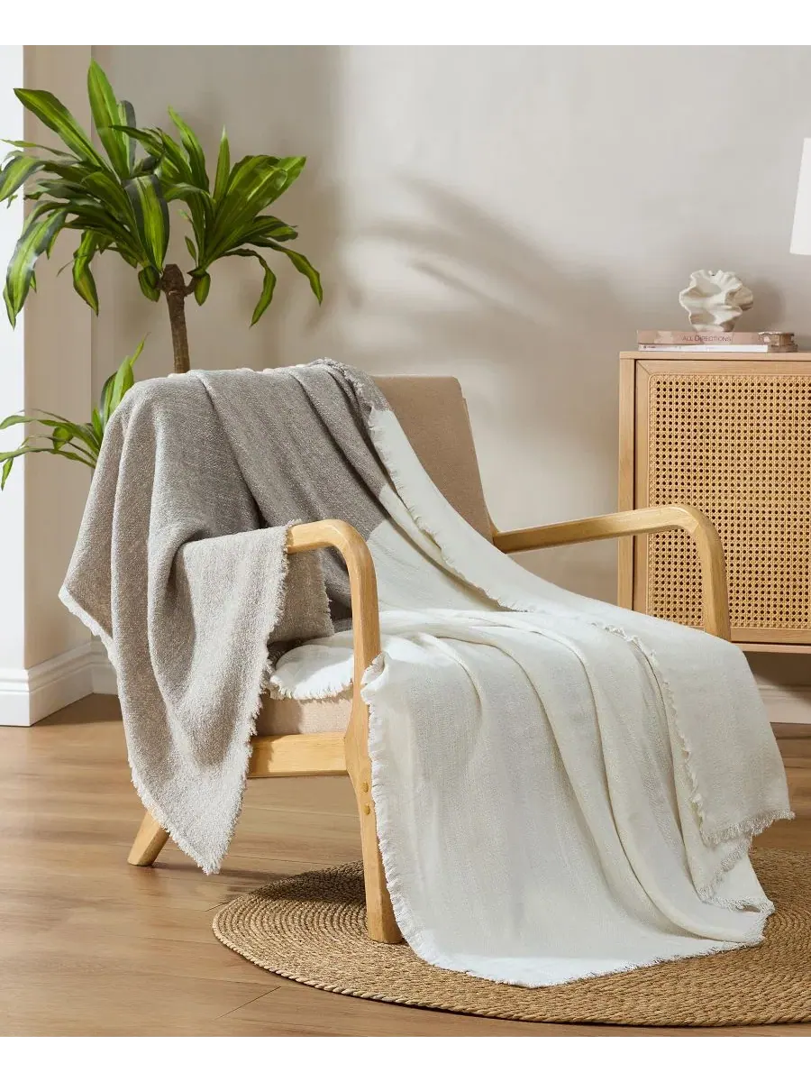 Плед-покрывало Ventura Woven Throw, 127 x 178 см Palm Aire — изображение 2 из 5, бежевый