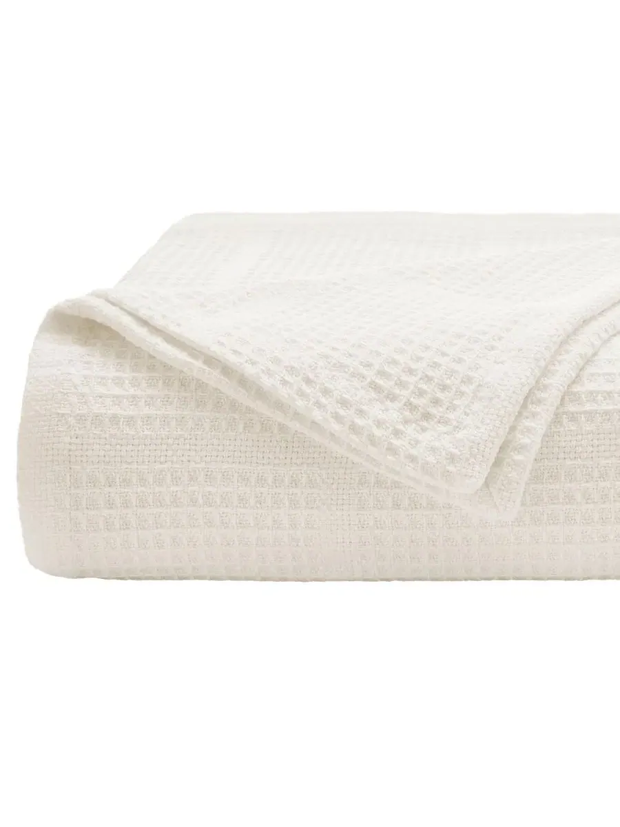 Плед вафельный хлопковый Kenneth Cole New York Essentials Waffle Grid — изображение 2 из 3, белый