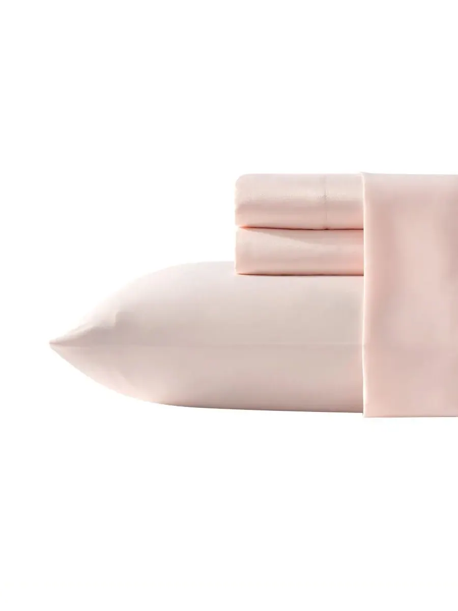 Комплект постельного белья Solid Satin Bliss из 4 предметов, размер Queen Laura Ashley — изображение 1 из 6, розовый