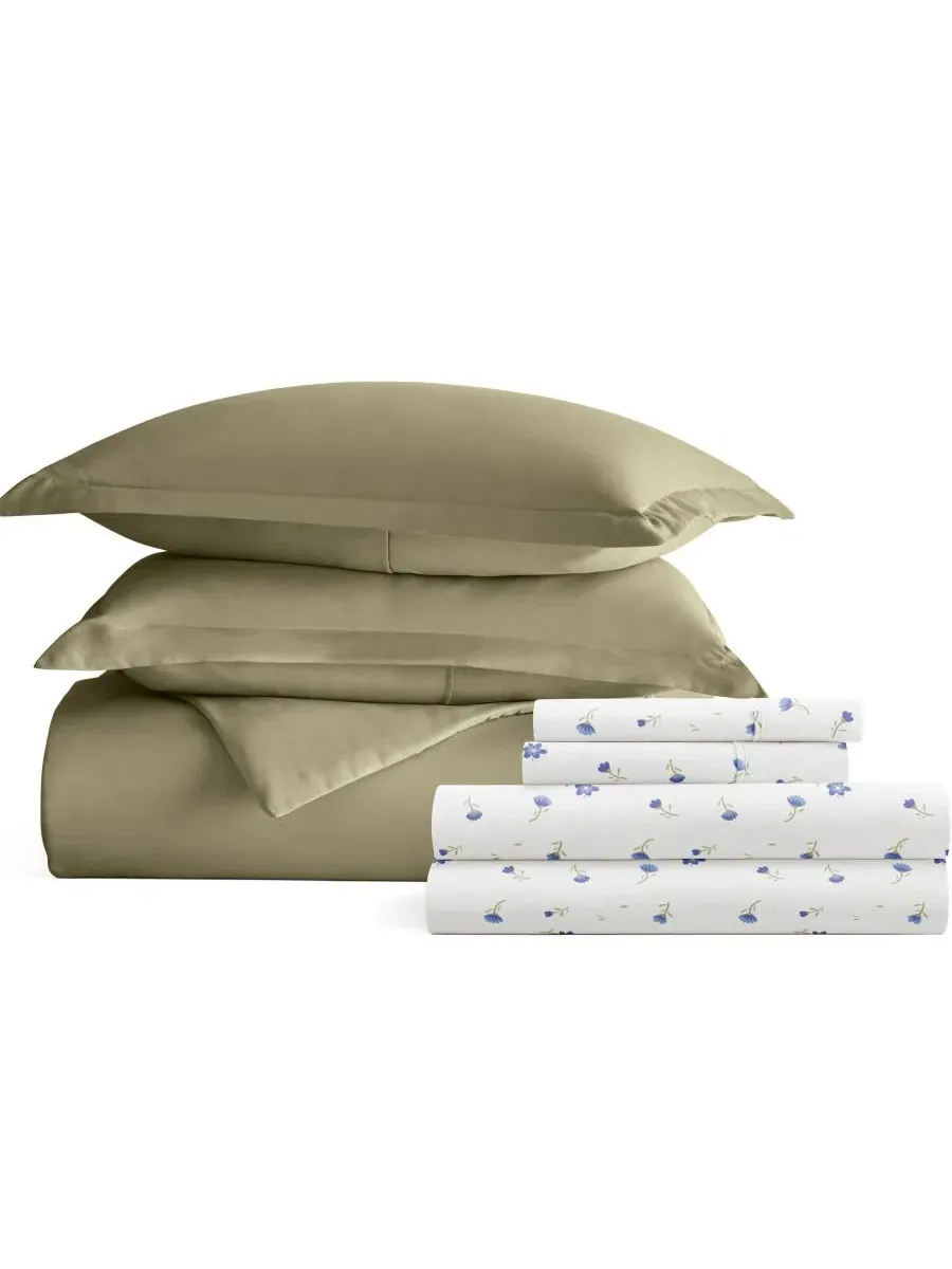Комплект постельного белья 8 предметов с пододеяльником и одеялом, Queen ienjoy Home, Soft Floral — изображение 8 из 8