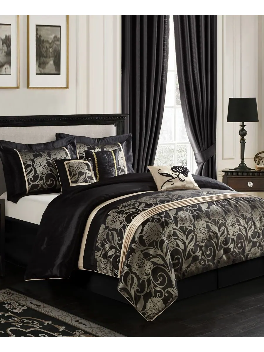 Комплект постельного белья Mollybee Floral из 7 предметов, размер California King Stratford Park — изображение 1 из 6, черный