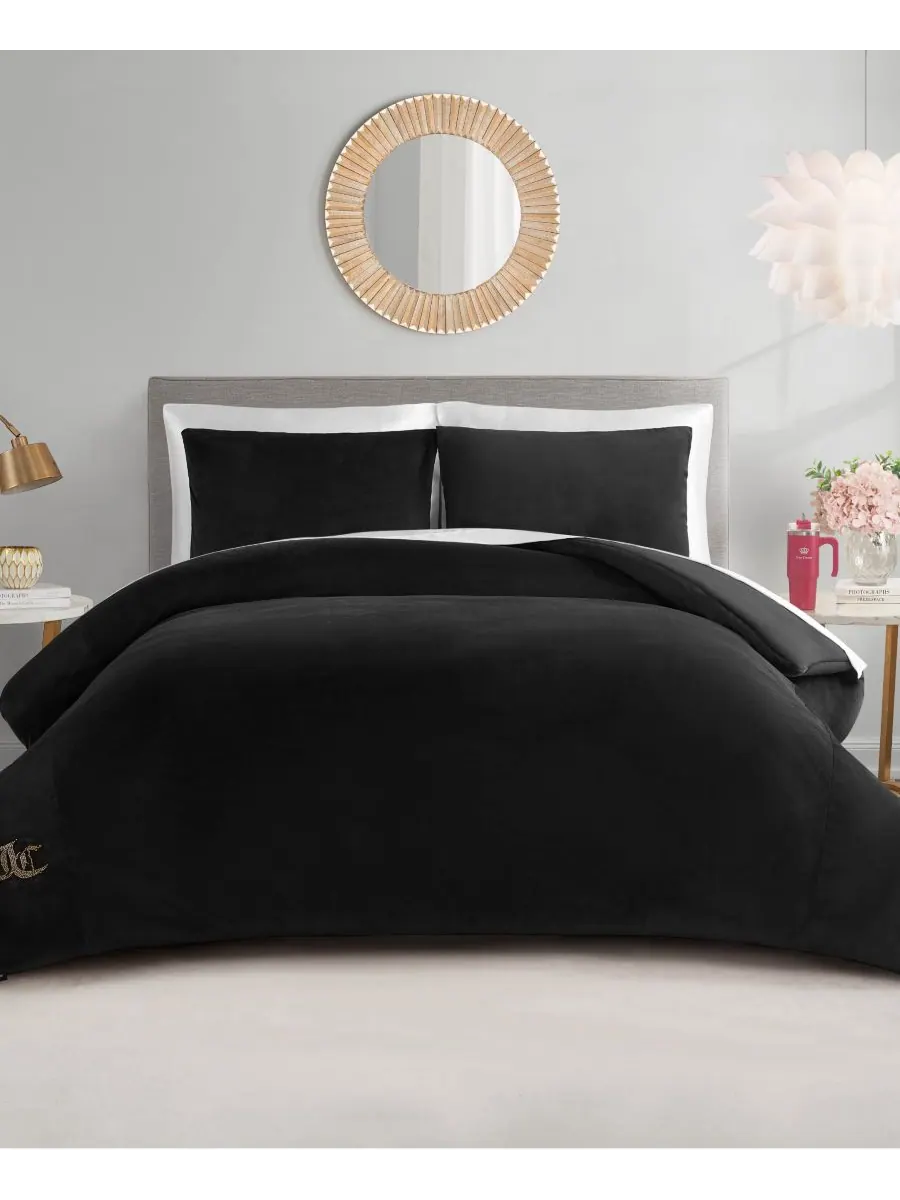 Комплект постельного белья из 3 предметов, велюровый, размер Full/Queen Juicy Couture — изображение 1 из 5, черный