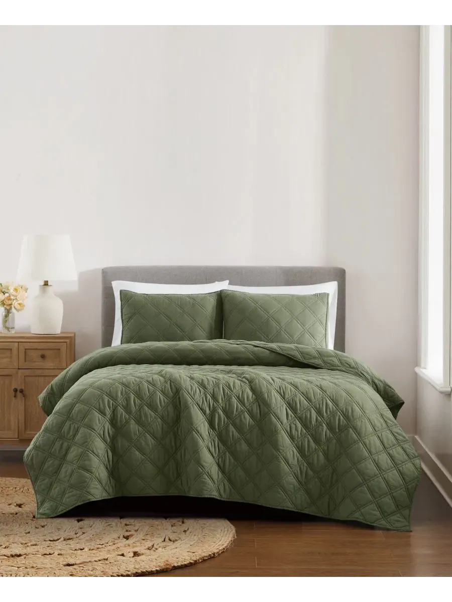 Стеганое одеяло из хлопка Diamond Washed Cotton, 2 предмета, Twin/Twin XL Brooklyn Loom