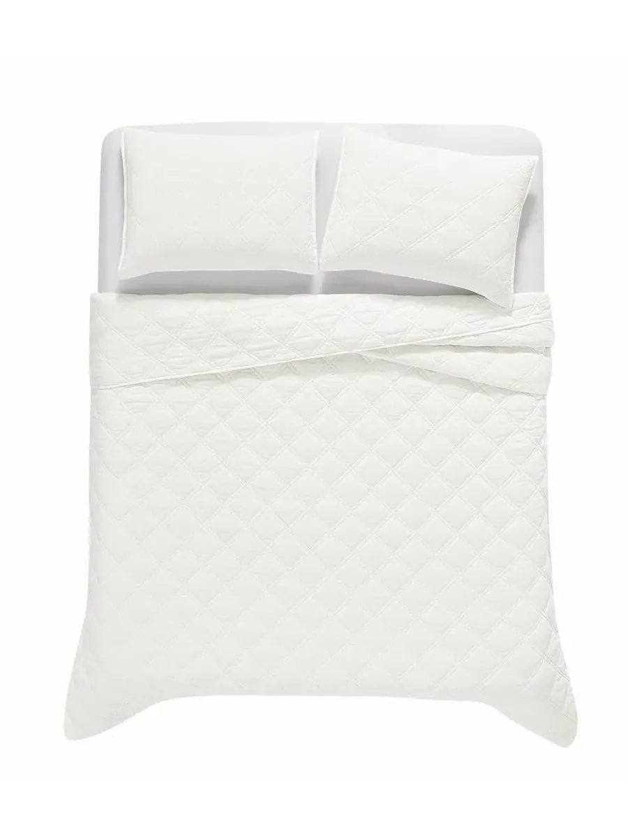 Стеганое одеяло Diamond Washed Cotton 2-предметный комплект, Twin/Twin XL Brooklyn Loom — изображение 3 из 5, белый