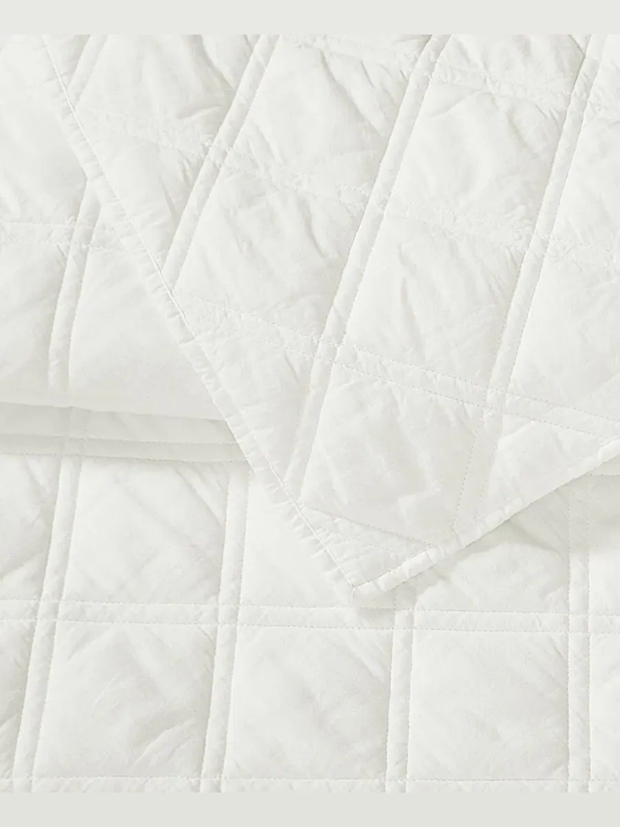 Стеганое одеяло Diamond Washed Cotton 2-предметный комплект, Twin/Twin XL Brooklyn Loom — изображение 5 из 5, белый