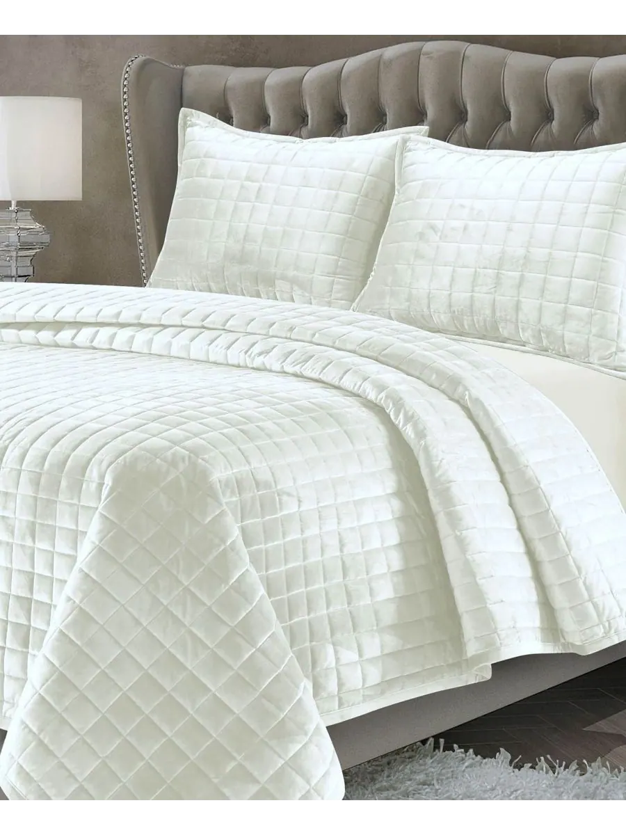 Комплект постельного белья Florence Velvet Solid Oversized, размер Queen Tribeca Living — изображение 3 из 4, белый