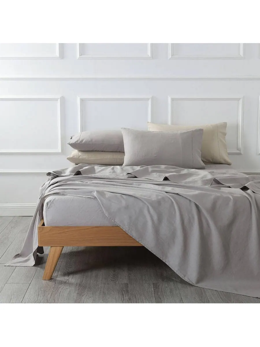 Комплект постельного белья из бельгийского льна и хлопка, размер Twin XL Egyptian Linens — изображение 1 из 2, серый