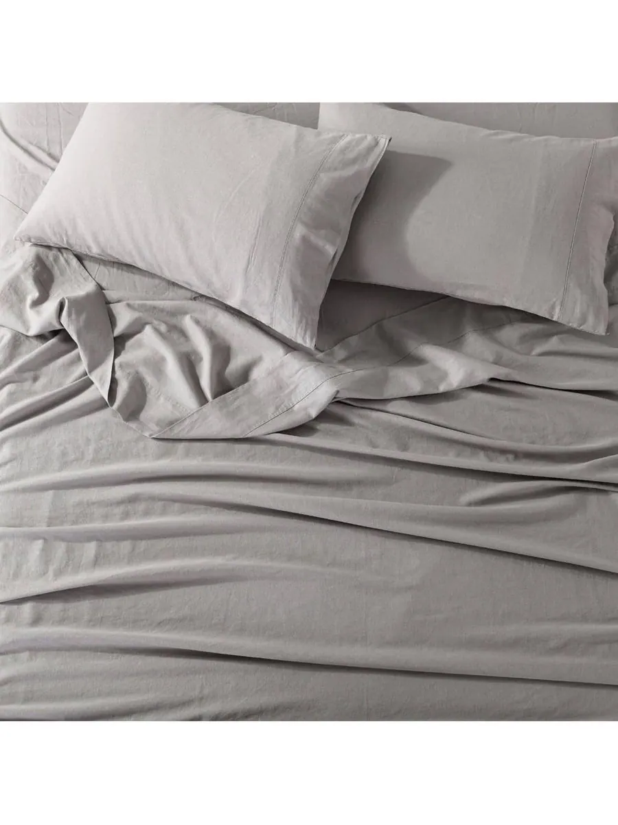 Комплект постельного белья из бельгийского льна и хлопка, размер Twin XL Egyptian Linens — изображение 2 из 2, серый