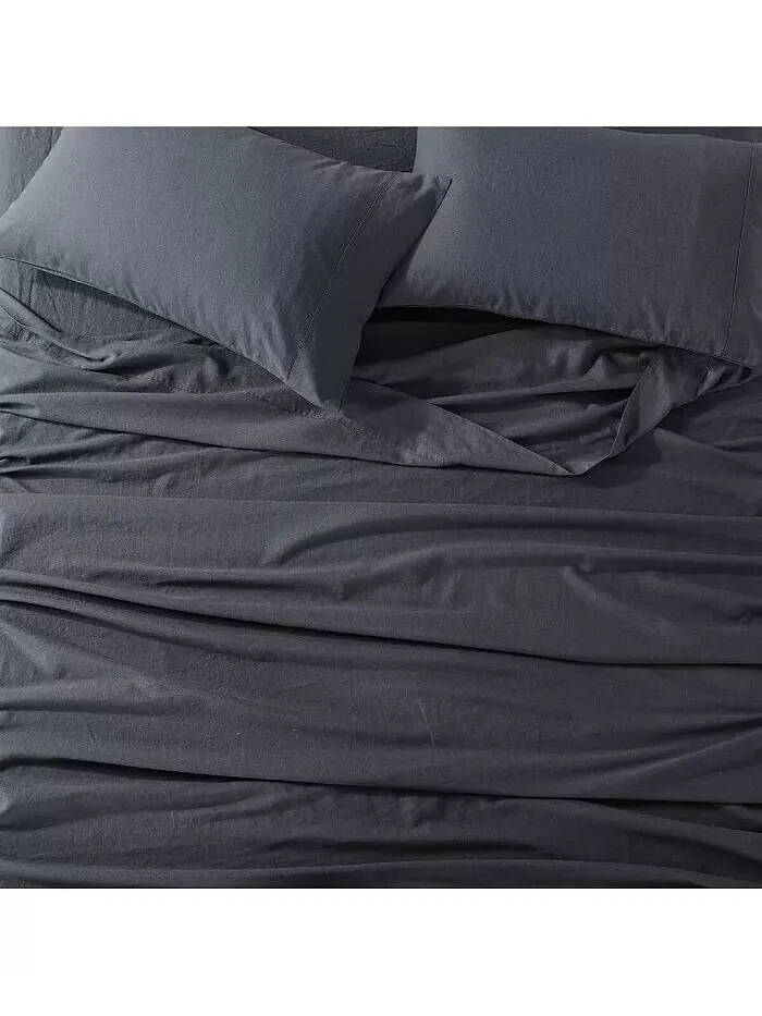 Комплект простыней из бельгийского льна и хлопка, Twin XL Egyptian Linens — изображение 2 из 2, темно-серый