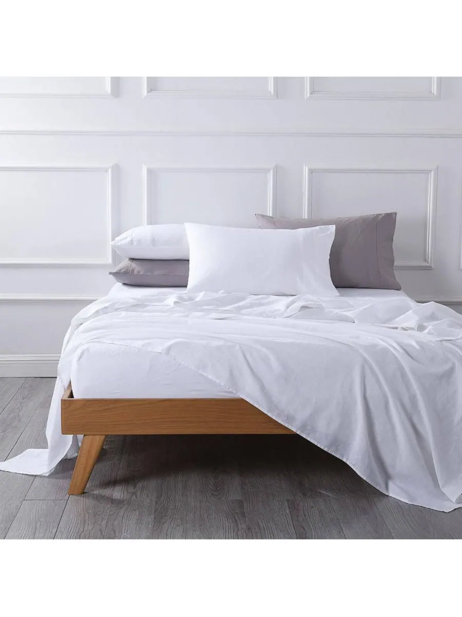 Комплект постельного белья из бельгийского льна и хлопка, размер Twin XL Egyptian Linens — изображение 1 из 3, белый