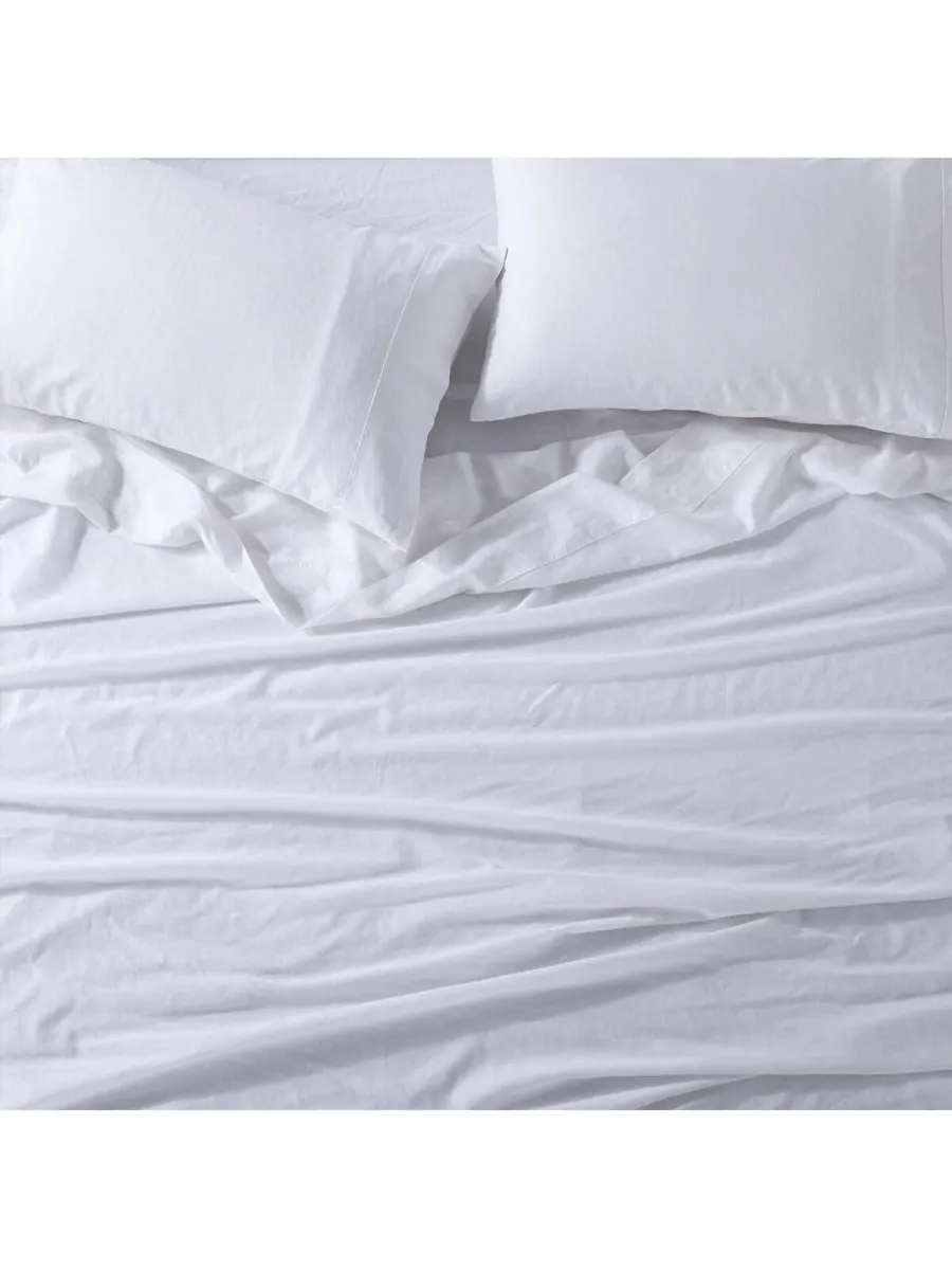 Комплект постельного белья из бельгийского льна и хлопка, размер Twin XL Egyptian Linens — изображение 2 из 3, белый