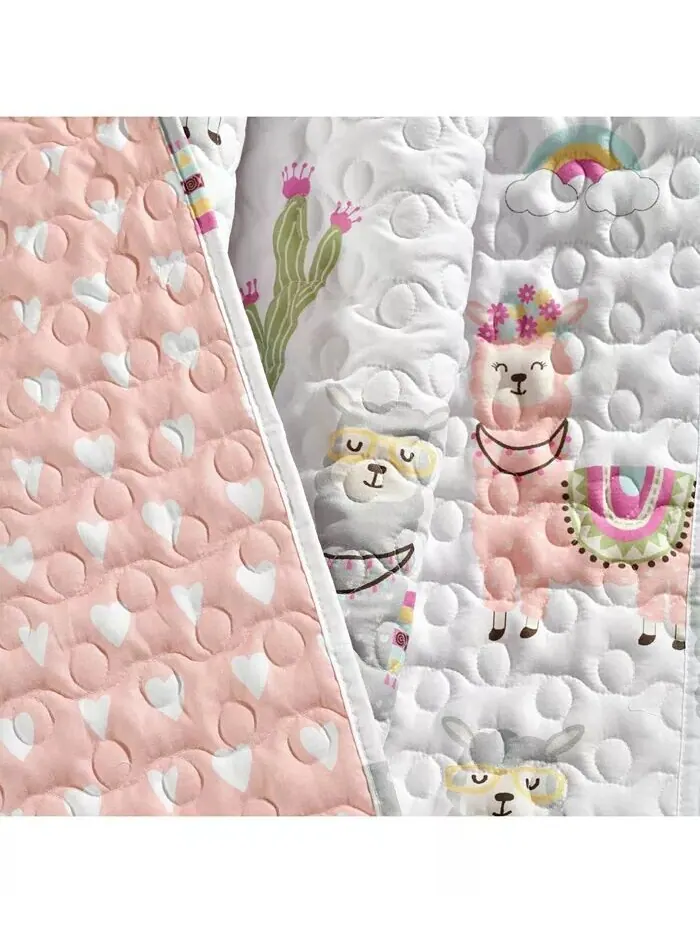 Плед Southwest Llama Cactus для детей, 60 x 50 дюймов Lush Décor — изображение 2 из 6, белый