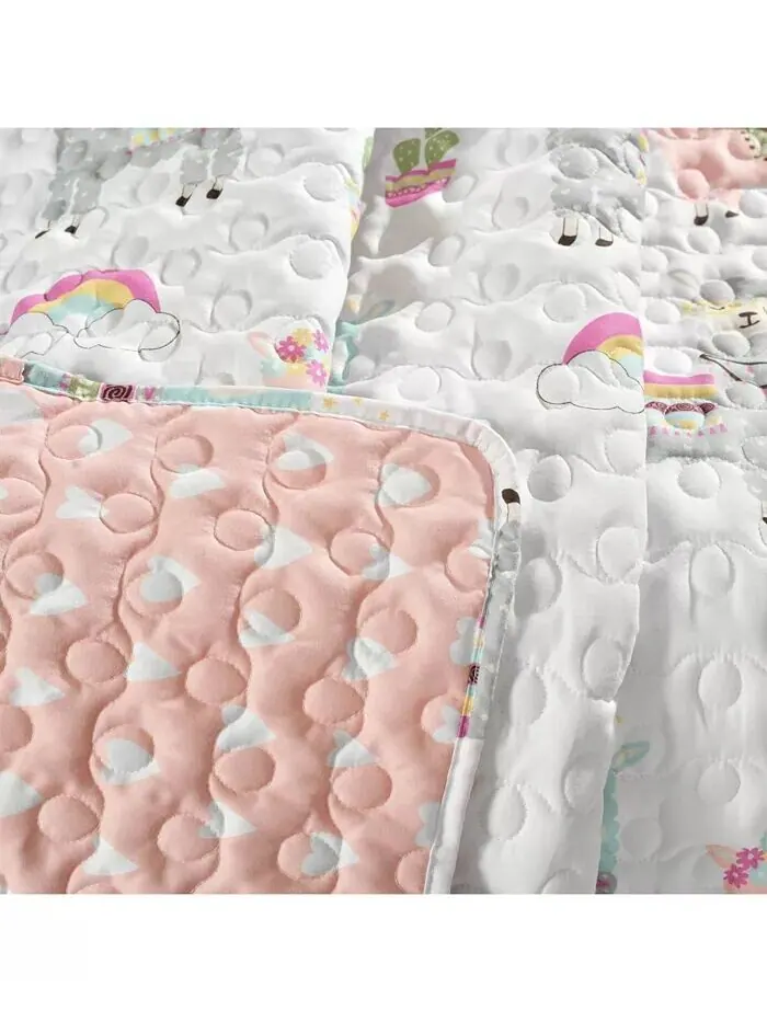 Плед Southwest Llama Cactus для детей, 60 x 50 дюймов Lush Décor — изображение 3 из 6, белый