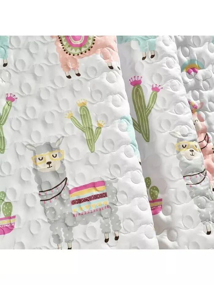 Плед Southwest Llama Cactus для детей, 60 x 50 дюймов Lush Décor — изображение 4 из 6, белый