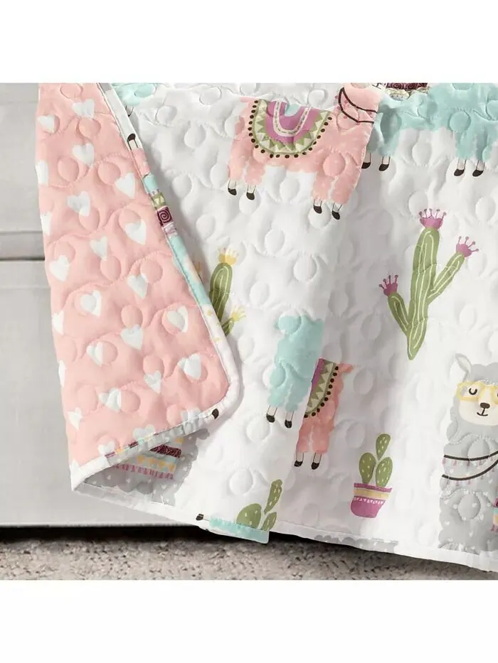 Плед Southwest Llama Cactus для детей, 60 x 50 дюймов Lush Décor — изображение 5 из 6, белый