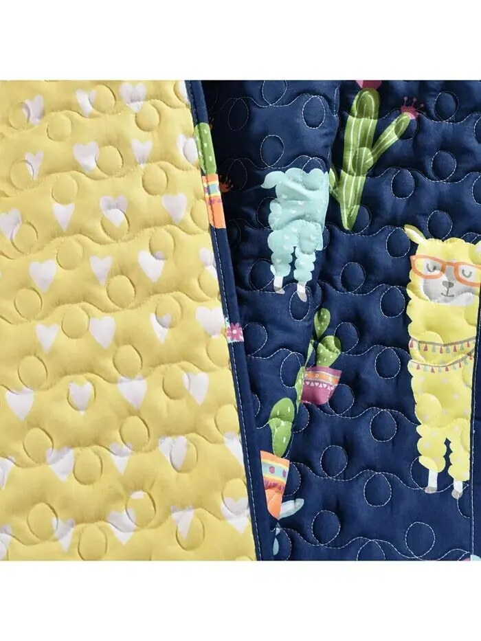 Плед Southwest Llama Cactus для детей, 60 x 50 дюймов Lush Décor — изображение 3 из 5, темно-синий желтый